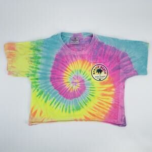 Tsunami Cotton Tie Dye Pink Crop Boxy Myrtle Beach‎ Tee Size Large Colorful Sun